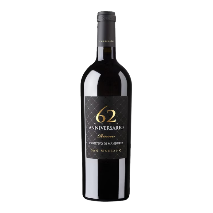 ITALIA - SAN MARZANO - 62 ANNIVERSARIO PRIMITIVO DI MANDURIA RISERVA VIN ROSU DOP 14,5% ALC 750ML
